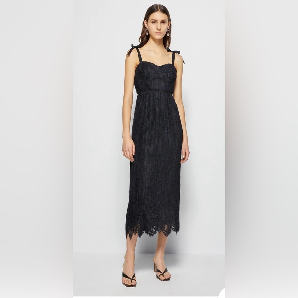 Jonathan Simkhai Black Lace Midi Dress with Tie Straps